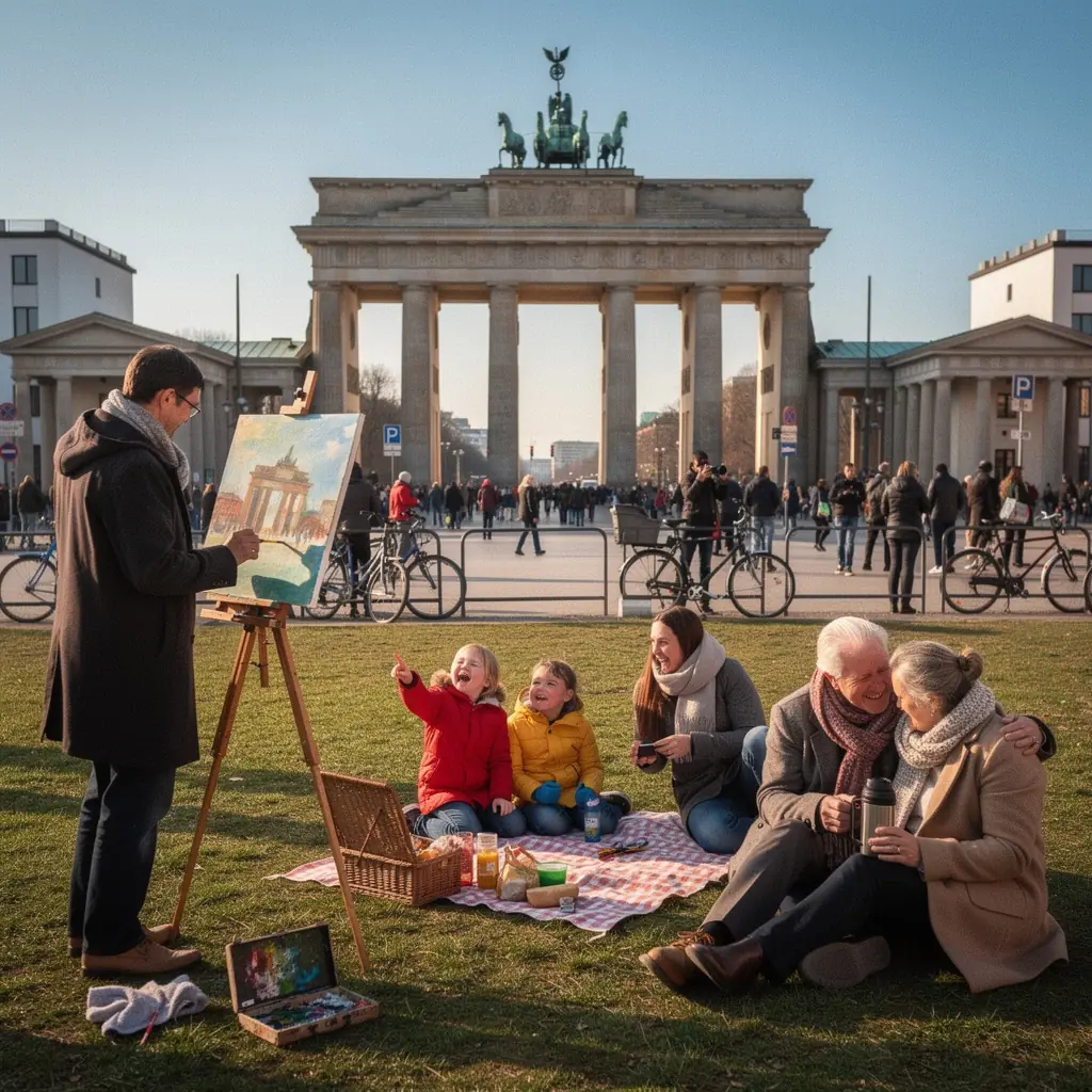 Eine Karte von Deutschland zeigt verschiedene Reiseziele und Routen.